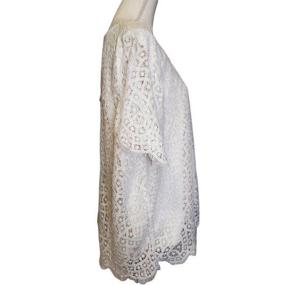 NWT Philosophy Short Sleeve Scoop Neck Lace Overlay Blouse - Picture 5 of 12